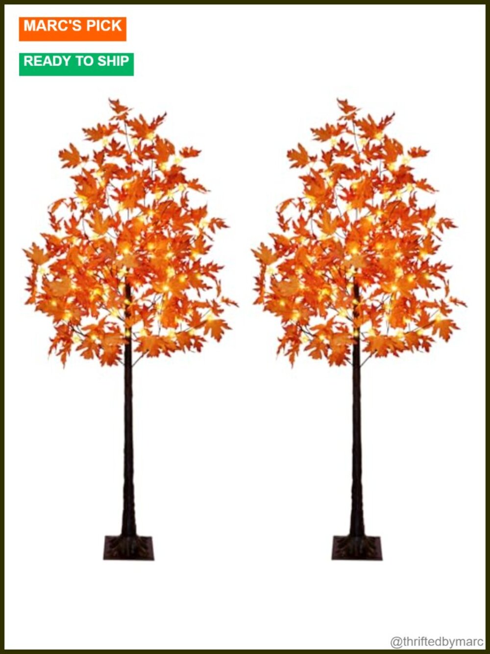 2 Pack 6FT Artificial Lighted Maple Tree LED Indoor Outdoor Fall Decor